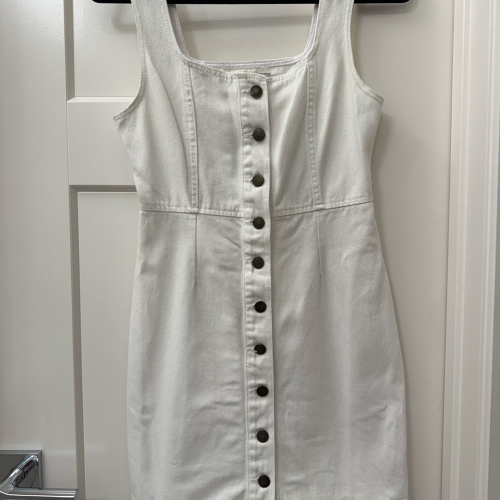Urban Outfitters Cream Button-Front Mini Dress